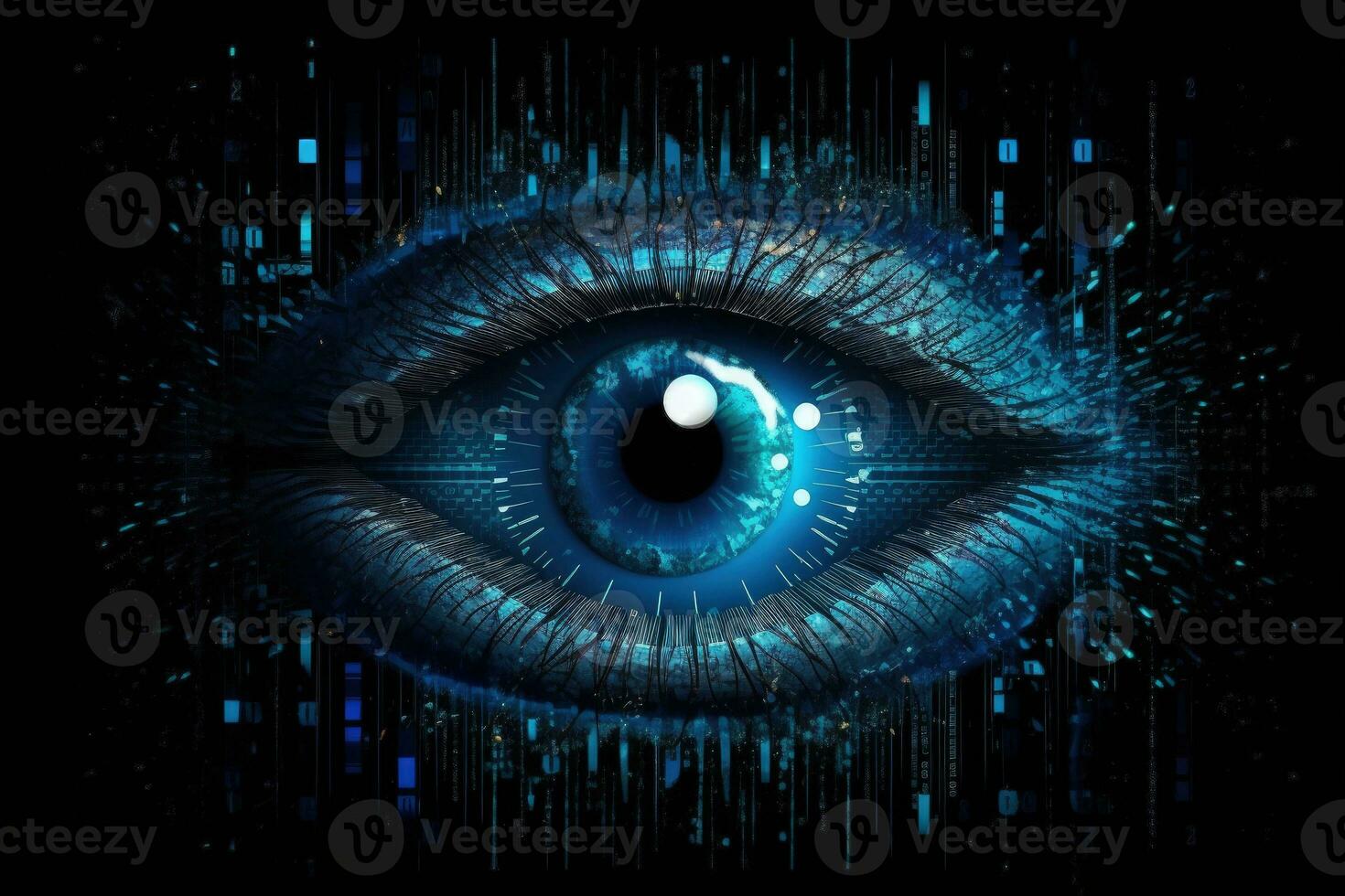 Robotic eye, technology and artificial intelligence concept, digital illustration. Generative AI photo