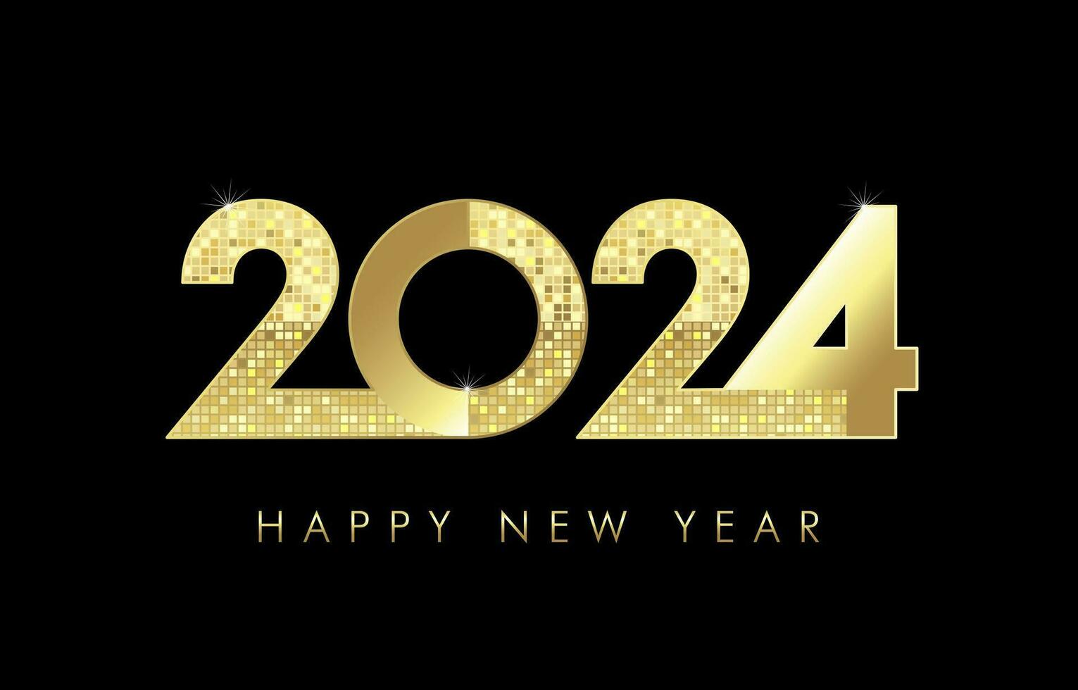 2024 Happy New Year golden number design. Luxury style vector