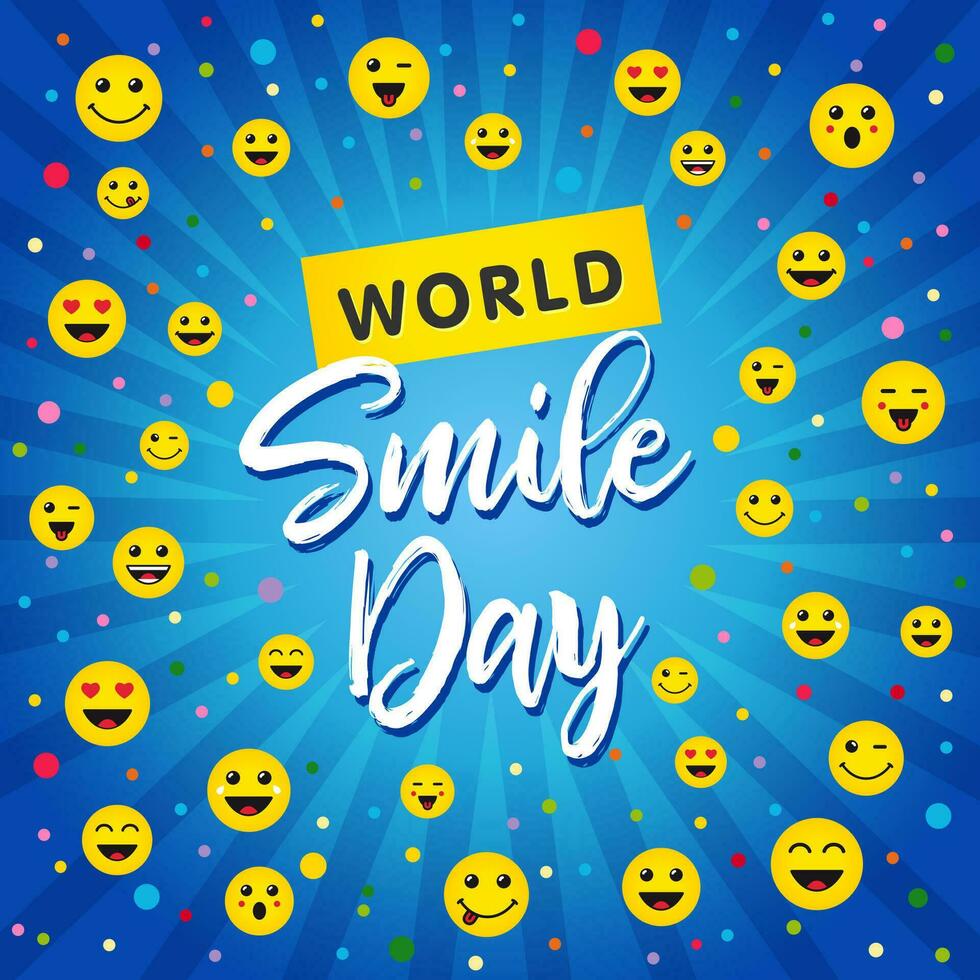 Happy World Smile Day greeting card concept. vector