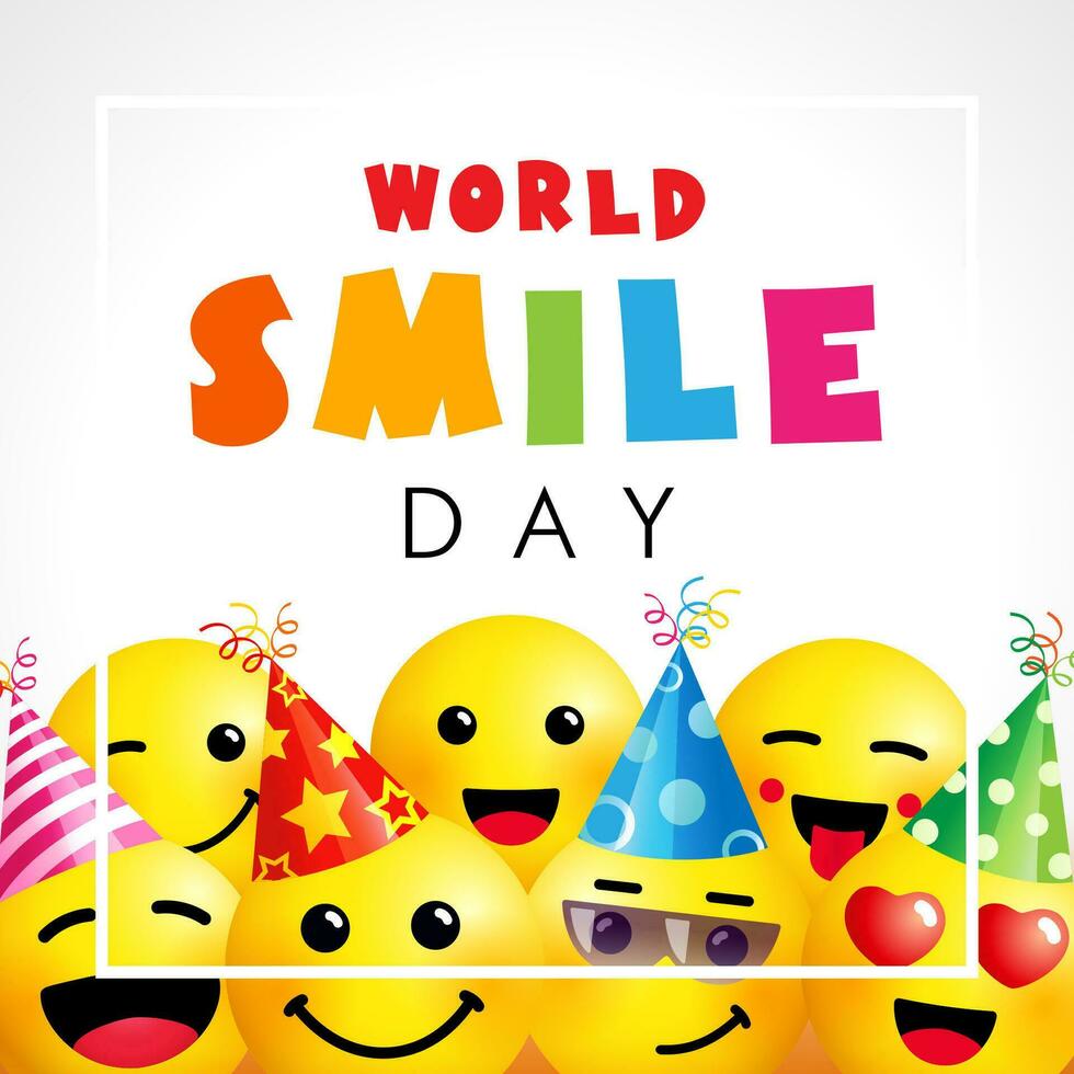 World Smile Day greetings with emoji icons. vector