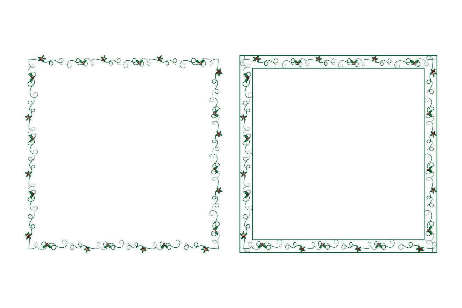 Decorative ornamental Christmas border frame, Merry Christmas holly leaves Square frames, ornament frame border corner Decoration, Wedding greeting cards invitation card holiday page borders vector
