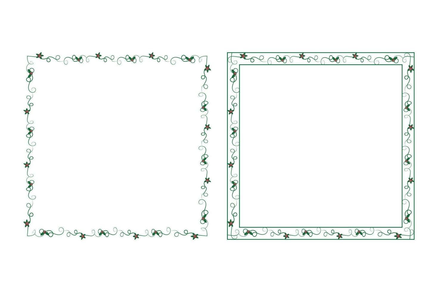 decorativo ornamental Navidad frontera marco, alegre Navidad acebo hojas cuadrado marcos, ornamento marco frontera esquina decoración, Boda saludo tarjetas invitación tarjeta fiesta página fronteras vector