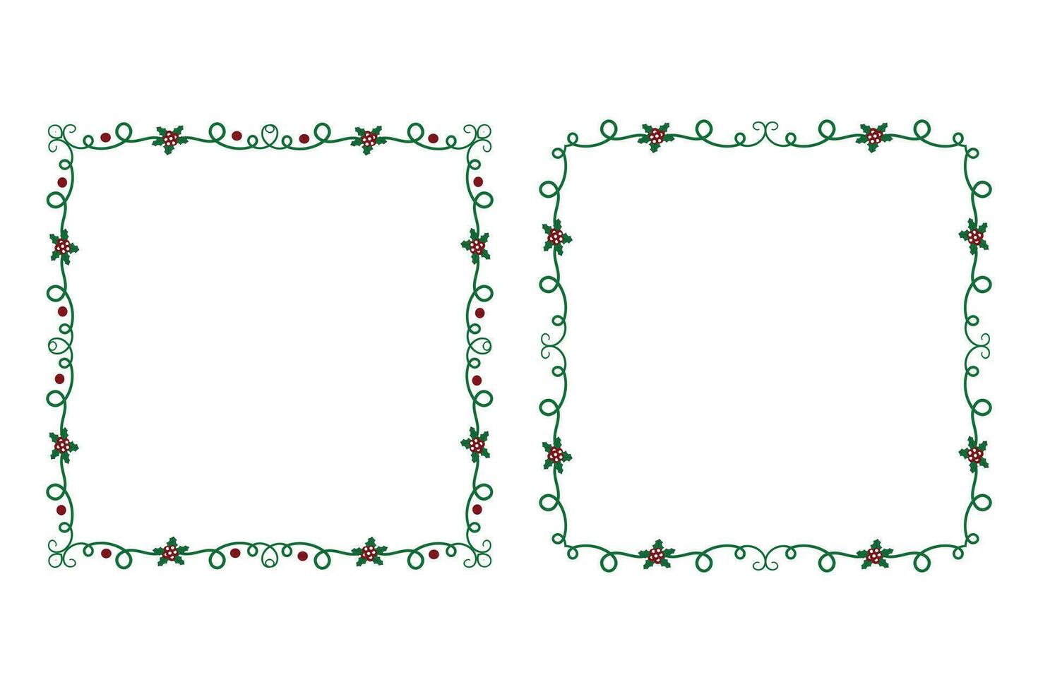 Decorative ornamental Christmas border frame, Merry Christmas holly leaves Square frames, ornament frame border corner Decoration, Wedding greeting cards invitation card holiday page borders vector