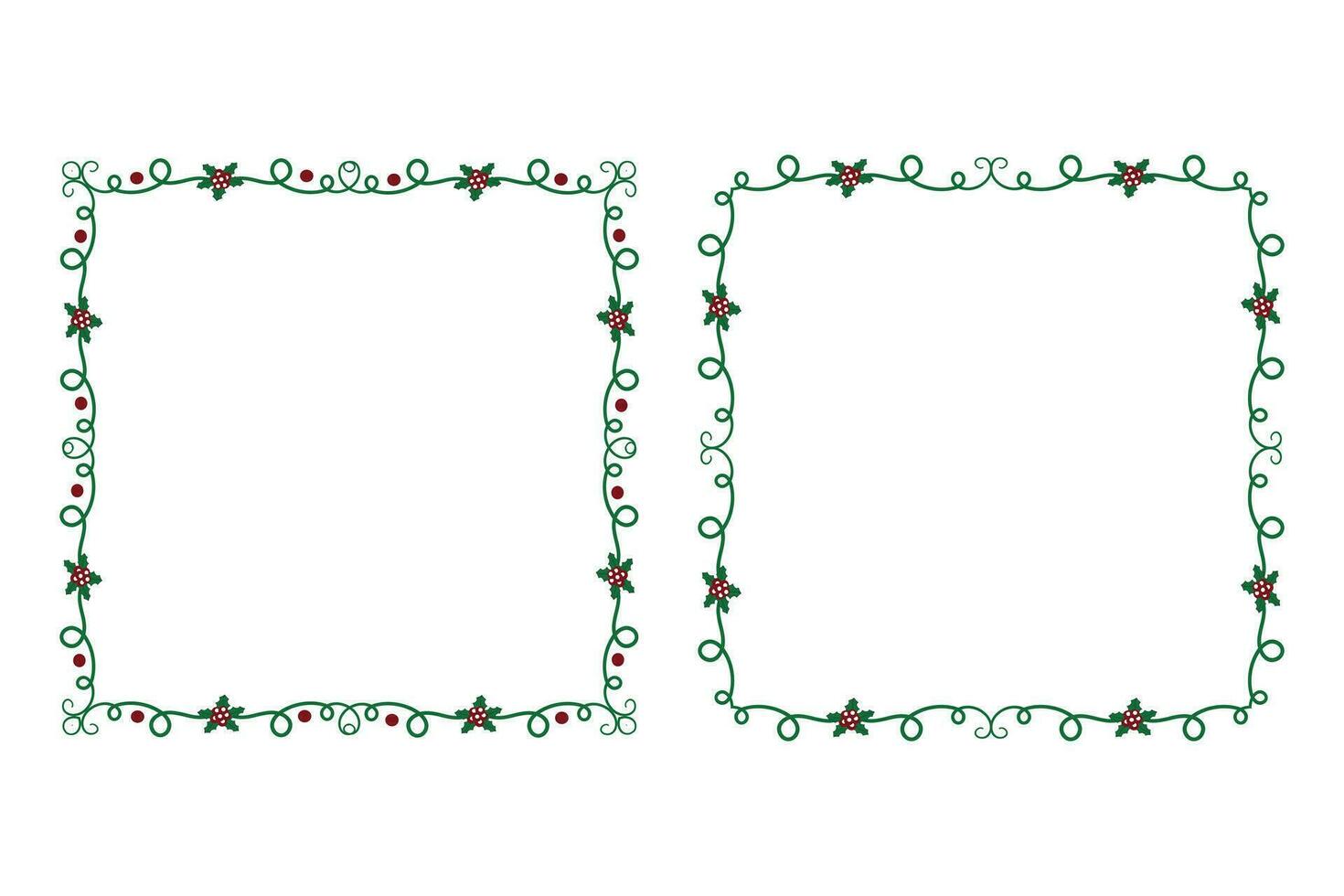 Decorative ornamental Christmas border frame, Merry Christmas holly leaves Square frames, ornament frame border corner Decoration, Wedding greeting cards invitation card holiday page borders vector