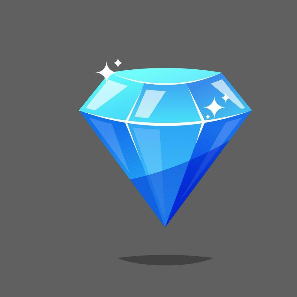 Blue diamond vector isolated illustration.