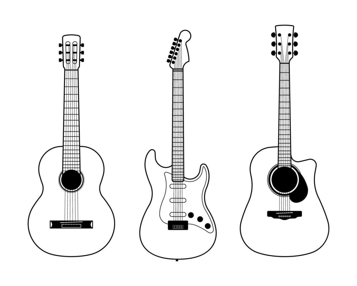 guitarra instrumento musical estilo línea vector