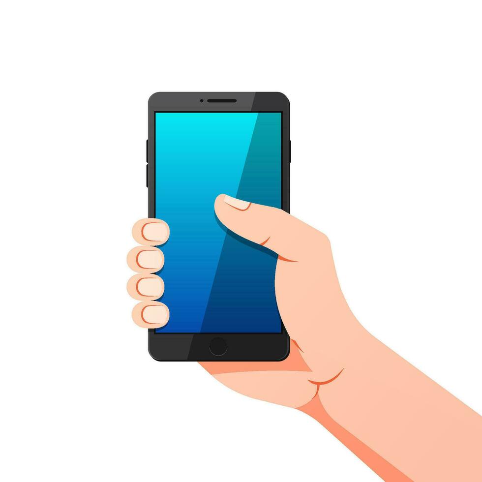 Human hands  holding smartphones vector illustration.