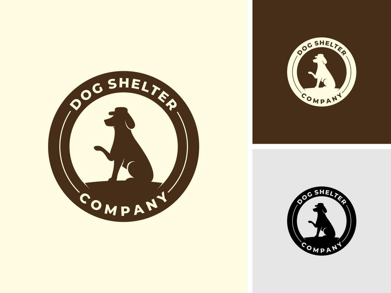 Vector dog silhouette pet retriever shelter logo