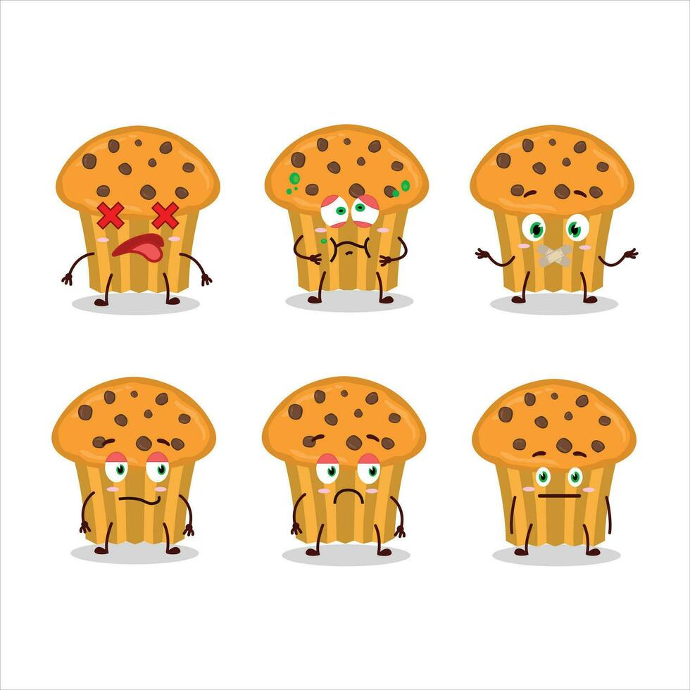 Choco chips muffin cartoon character with nope expression vector