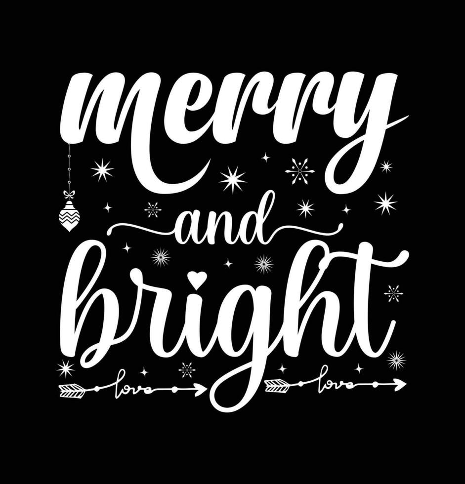 Merry and Bright sign. Garlang clipart. Christmas lights. Holiday sign. Family vector