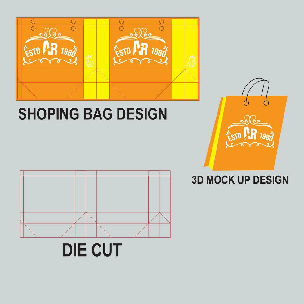 Vector 3D professional shopping bag template