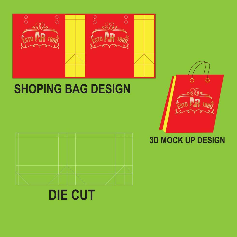 Vector 3D professional shopping bag template