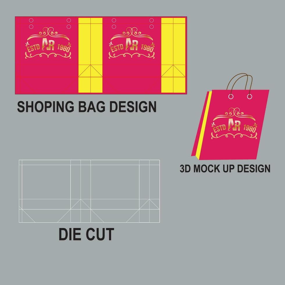 Vector 3D professional shopping bag template