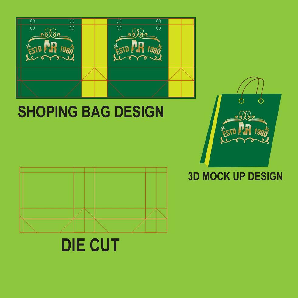 Vector 3D professional shopping bag template