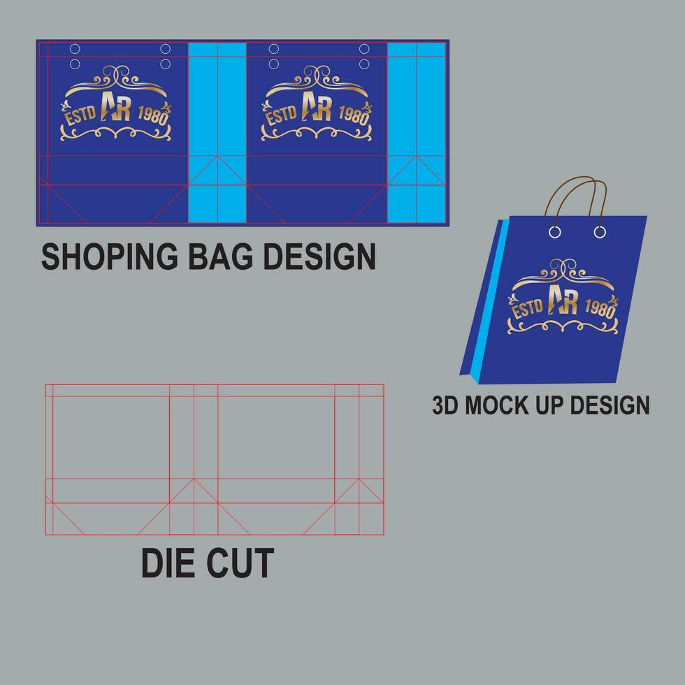Vector 3D professional shopping bag template