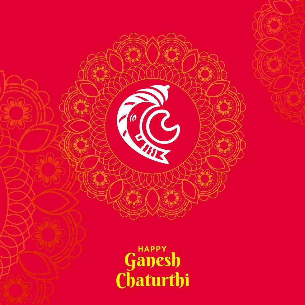 'Happy Ganesha Chaturthi 'calligarphy Hindi text and Ganesha illustration vector with a background of Indian festival for banner, template, post, and invitation card design