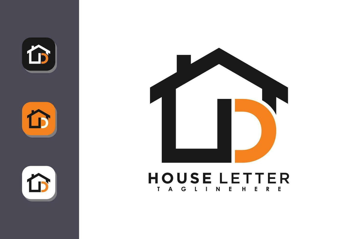 house logo design with letter d vector concept
