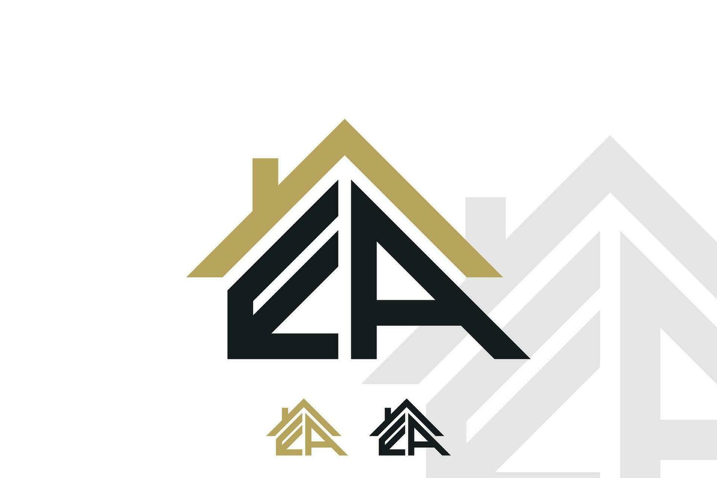 letra ea logo diseño con casa ilusión concepto vector