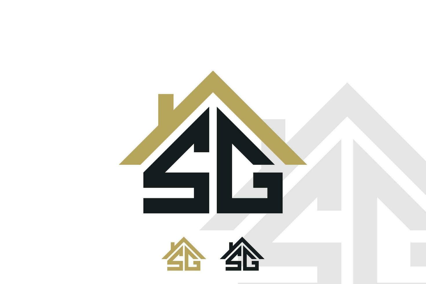 letter sg logo design with house illusration concept vector