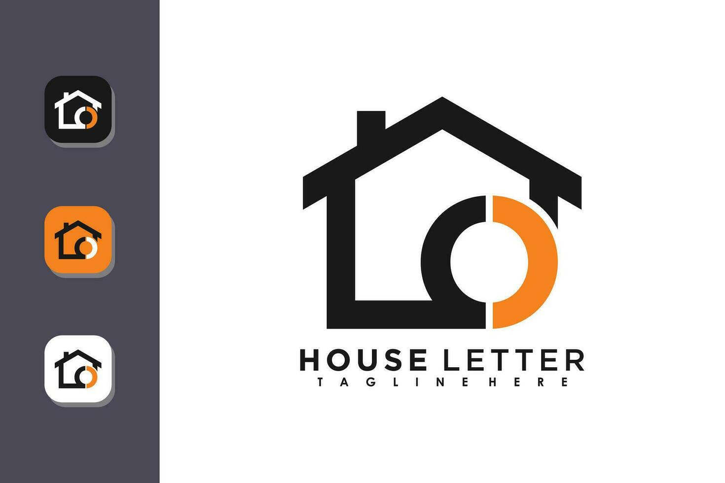 house logo design with letter o vector concept