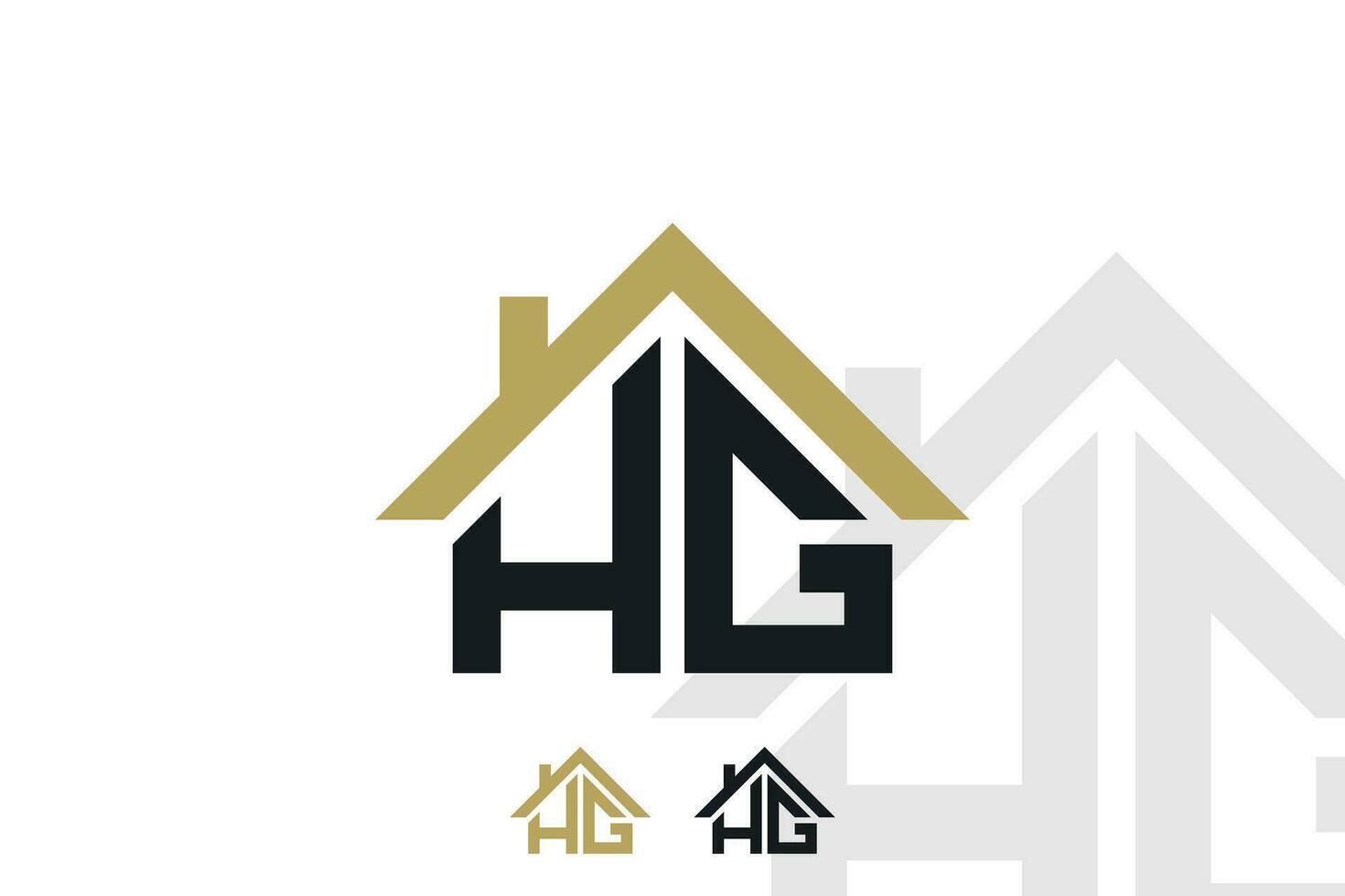 letter hg logo design with house illusration concept vector