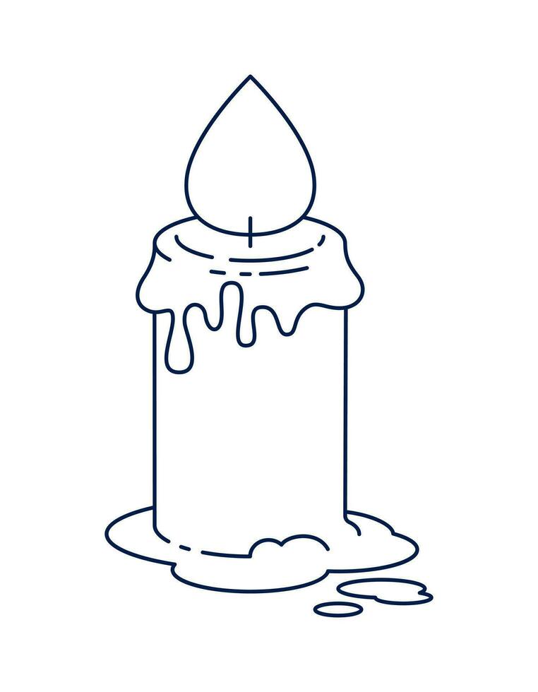 Vector Illustration of Candle Black Outline on White Background