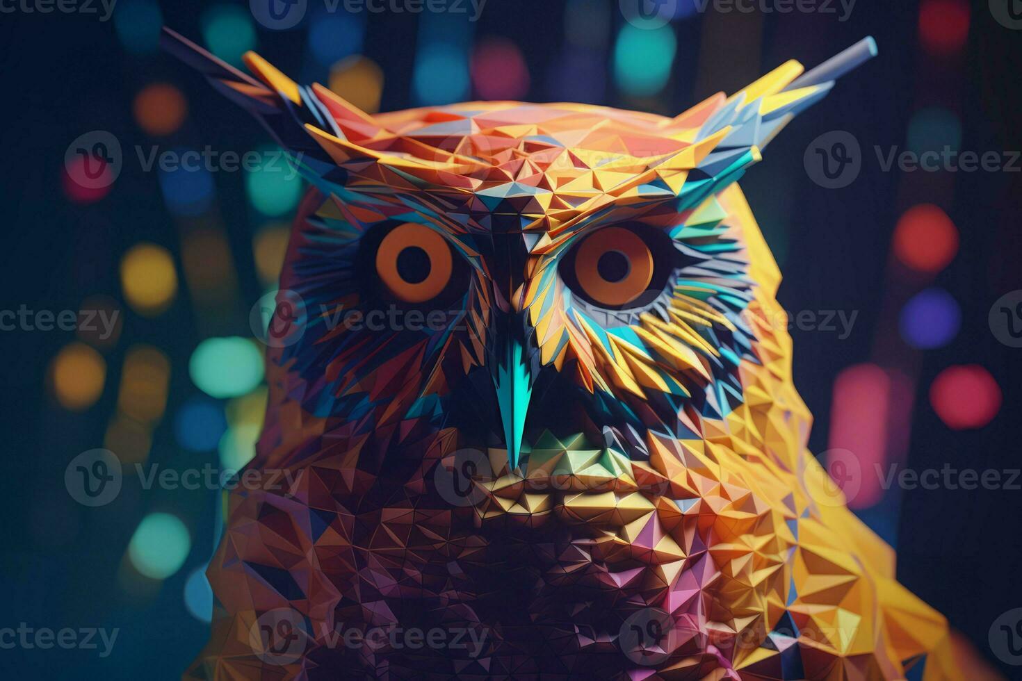 Colorful owl geometric. Generate Ai photo