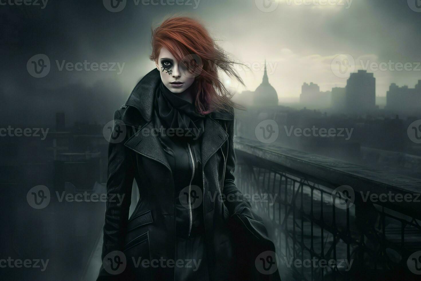 Girl dark gothic style. Generate Ai photo