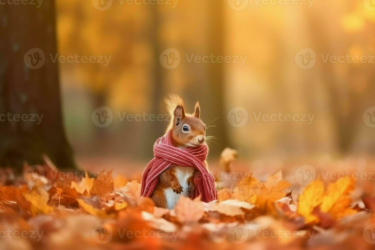 Cute squirrel fall. Generate Ai photo