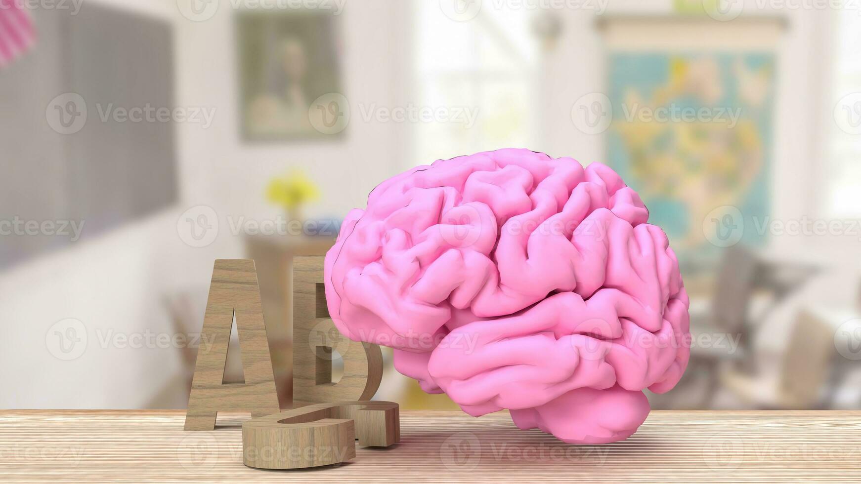 The alphabet  and brain for education or sci concept 3d rendering photo