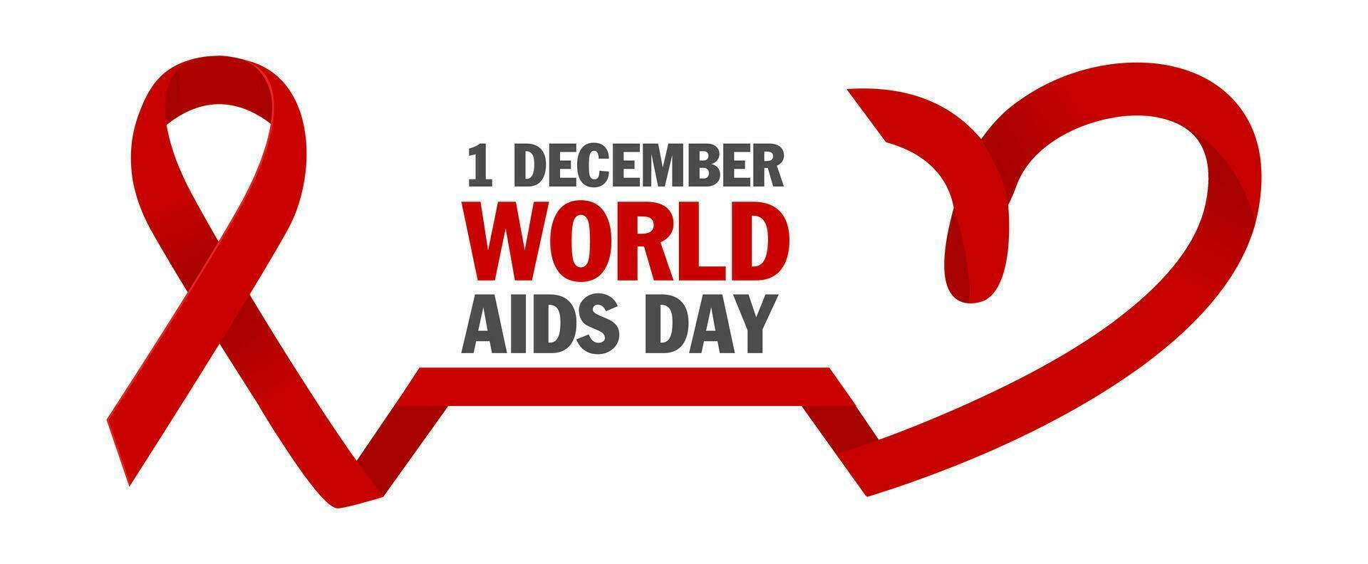 HIV test. World AIDS Day 1 December, red ribbon. vector