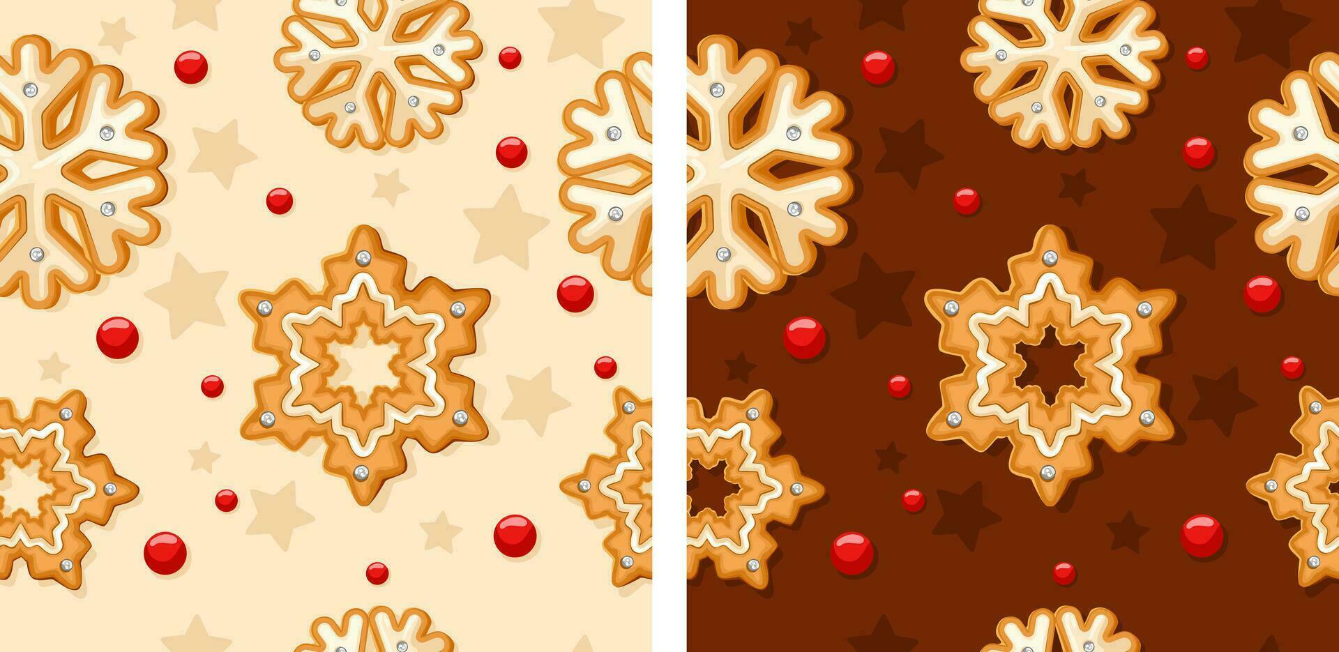Gingerbread Pattern. Snowy background. gingerbread set. vector
