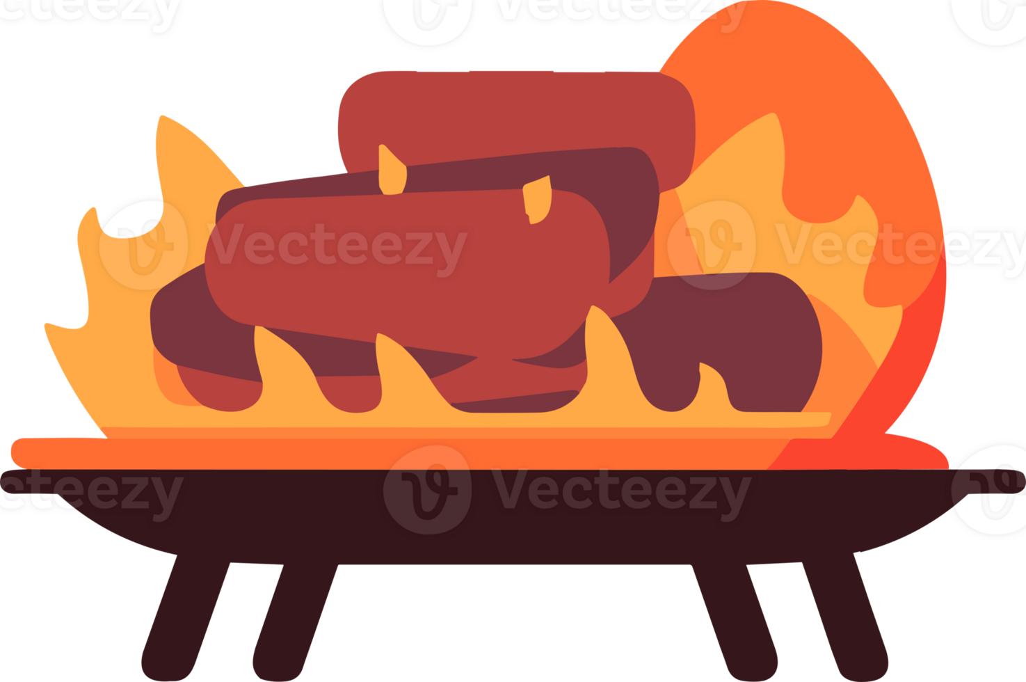 Hand Drawn BBQ grill for outdoor picnics concept in flat style png