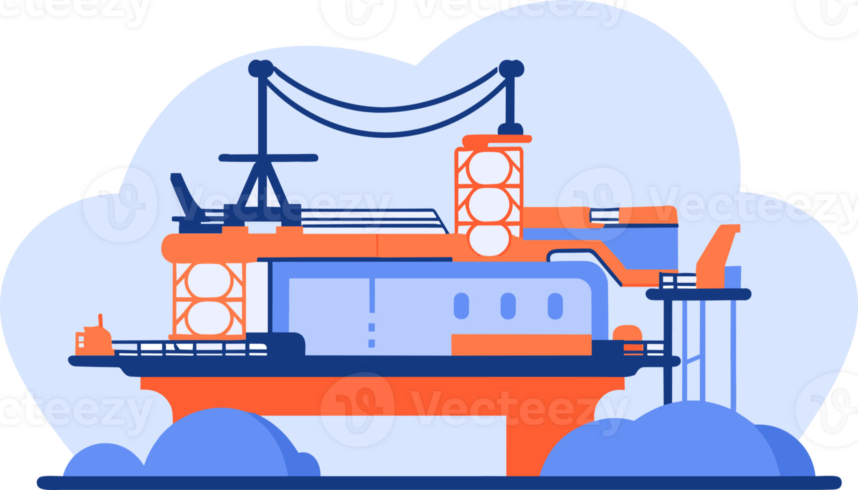 Hand Drawn Building with crane under construction in flat style png