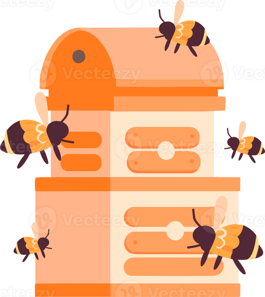 Hand Drawn Beekeeping box or bee house in flat style png