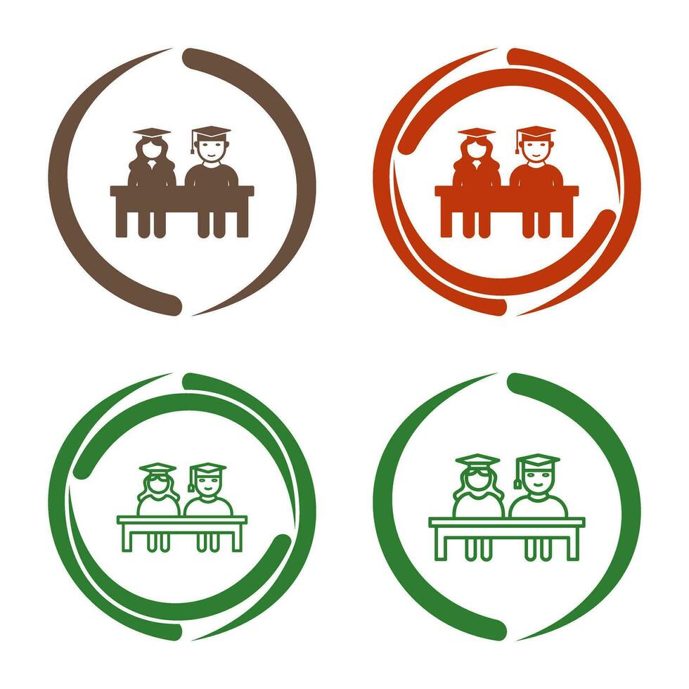 Unique Students Sitting Vector Icon