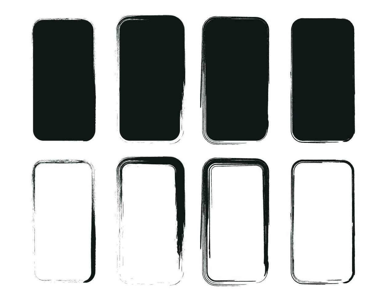 Brush stroke black grunge frames, brush symbol, edge frame, abstract texture vector illustration.