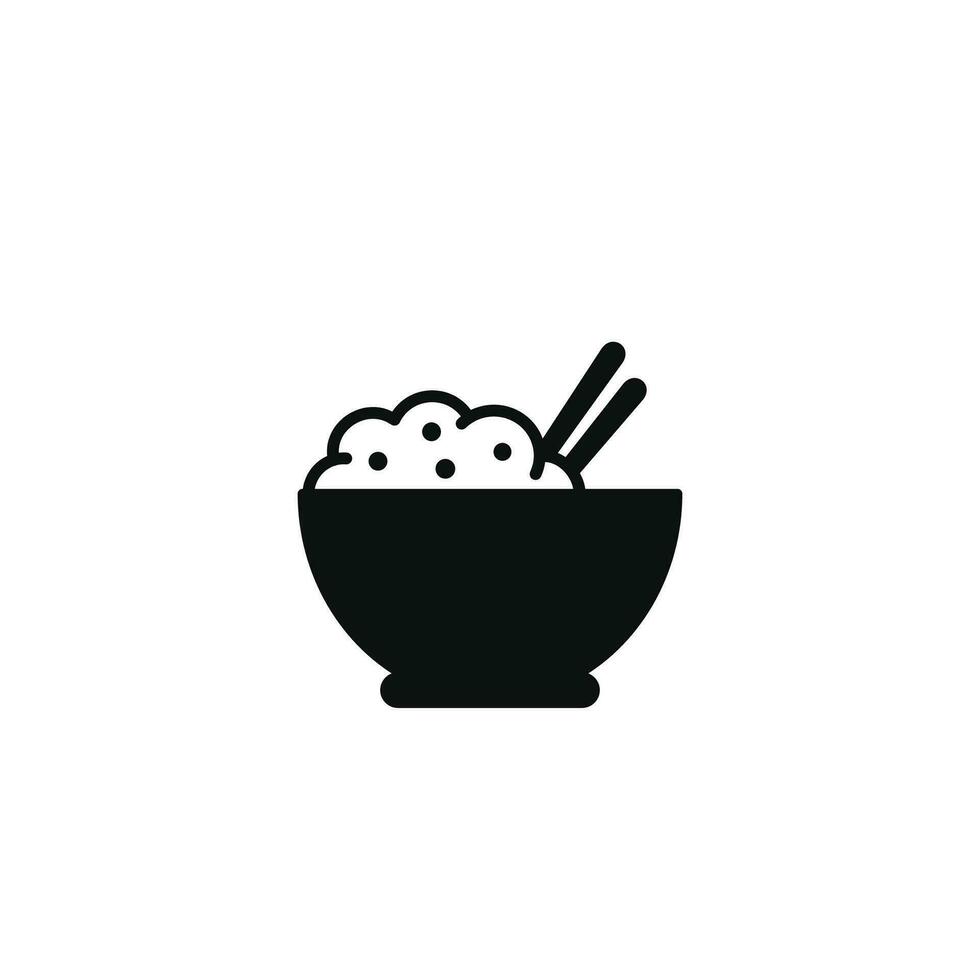 Rice bowl icon isolated on white background vector