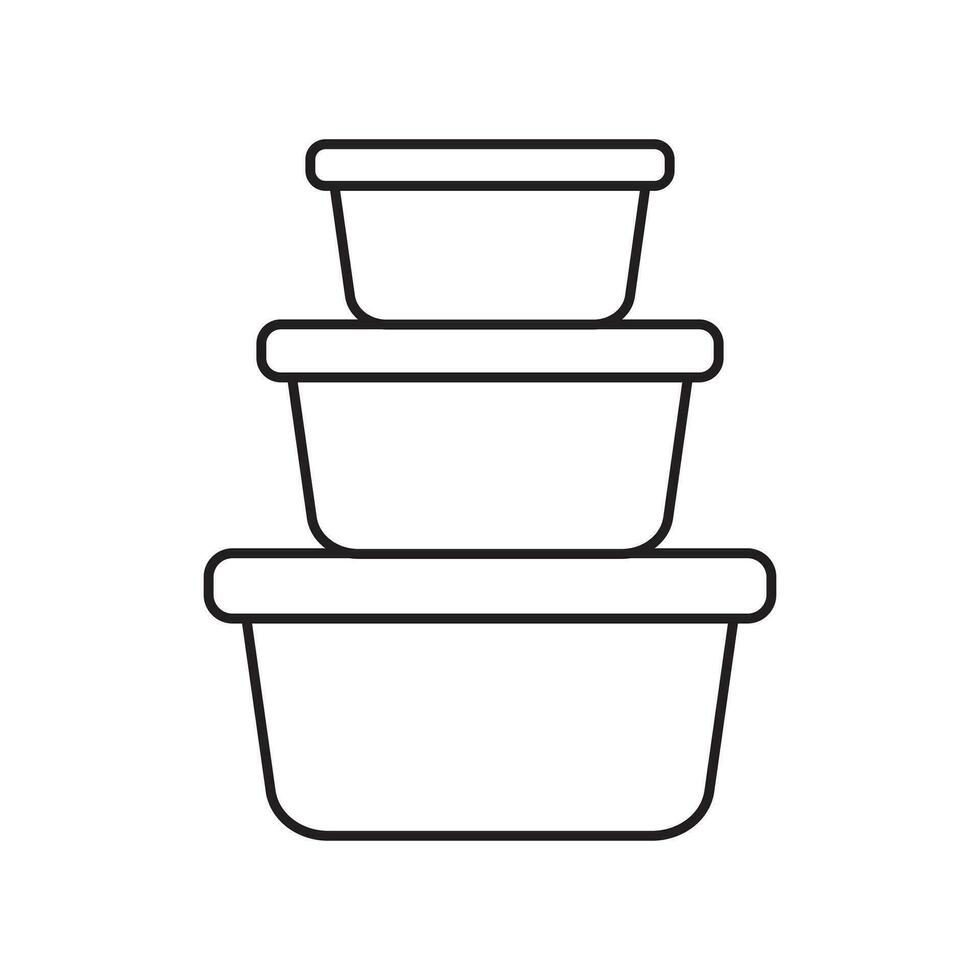 Food container icon. Lunchbox icon. Organising food storage containers. Vector icon isolated on white background.