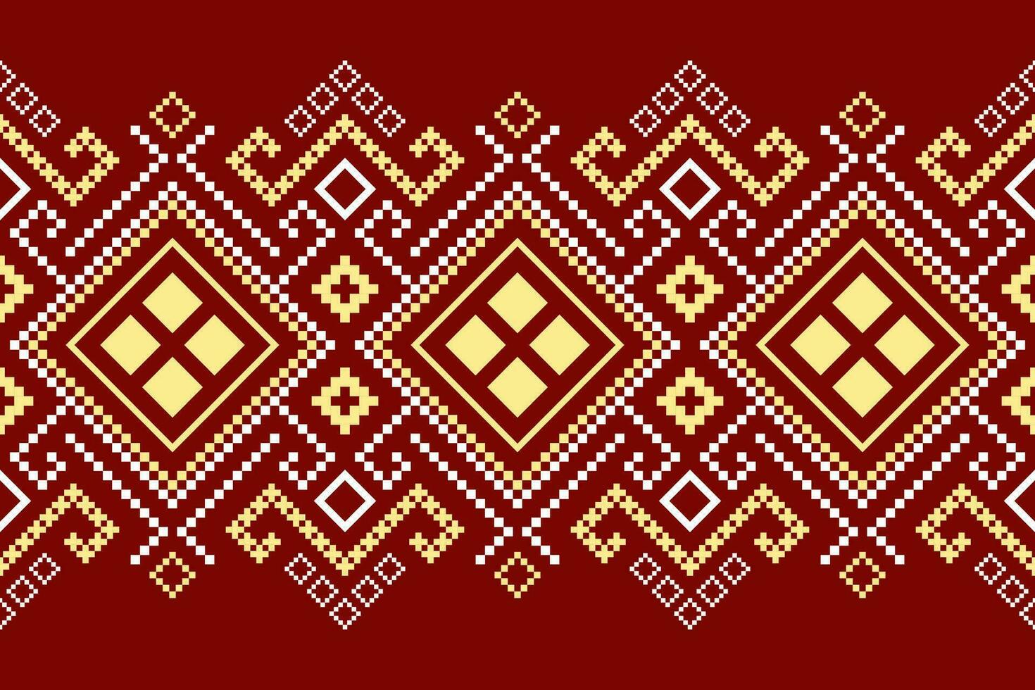 Red Cross stitch colorful geometric traditional ethnic pattern Ikat seamless pattern abstract design for fabric print cloth dress carpet curtains and sarong Aztec African Indian Indonesian vector