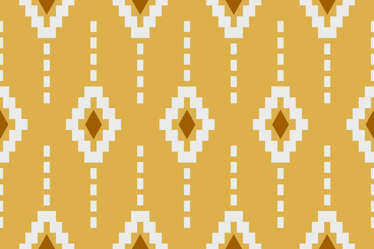 Yellow vintages cross stitch traditional ethnic pattern paisley flower Ikat background abstract Aztec African Indonesian Indian seamless pattern for fabric print cloth dress carpet curtains and sarong vector