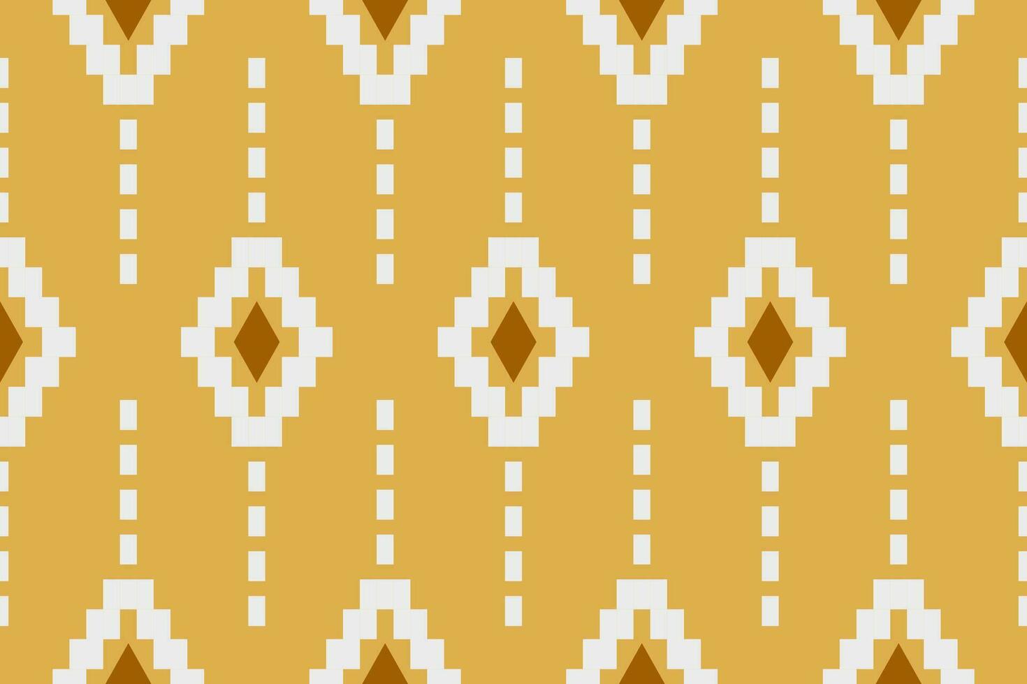 Yellow vintages cross stitch traditional ethnic pattern paisley flower Ikat background abstract Aztec African Indonesian Indian seamless pattern for fabric print cloth dress carpet curtains and sarong vector