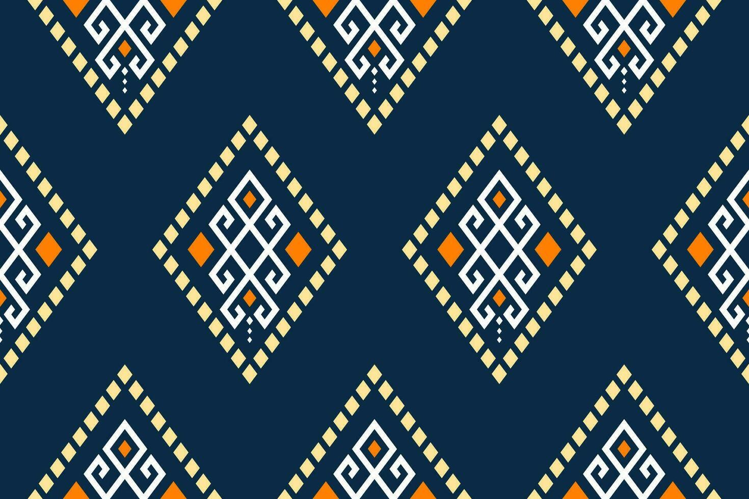 Indigo navy blue geometric traditional ethnic pattern Ikat seamless pattern border abstract design for fabric print cloth dress carpet curtains and sarong Aztec African Indian Indonesian vector