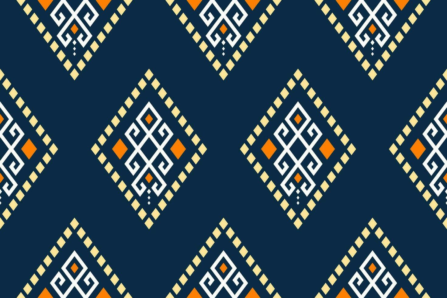 Indigo navy blue geometric traditional ethnic pattern Ikat seamless pattern border abstract design for fabric print cloth dress carpet curtains and sarong Aztec African Indian Indonesian vector