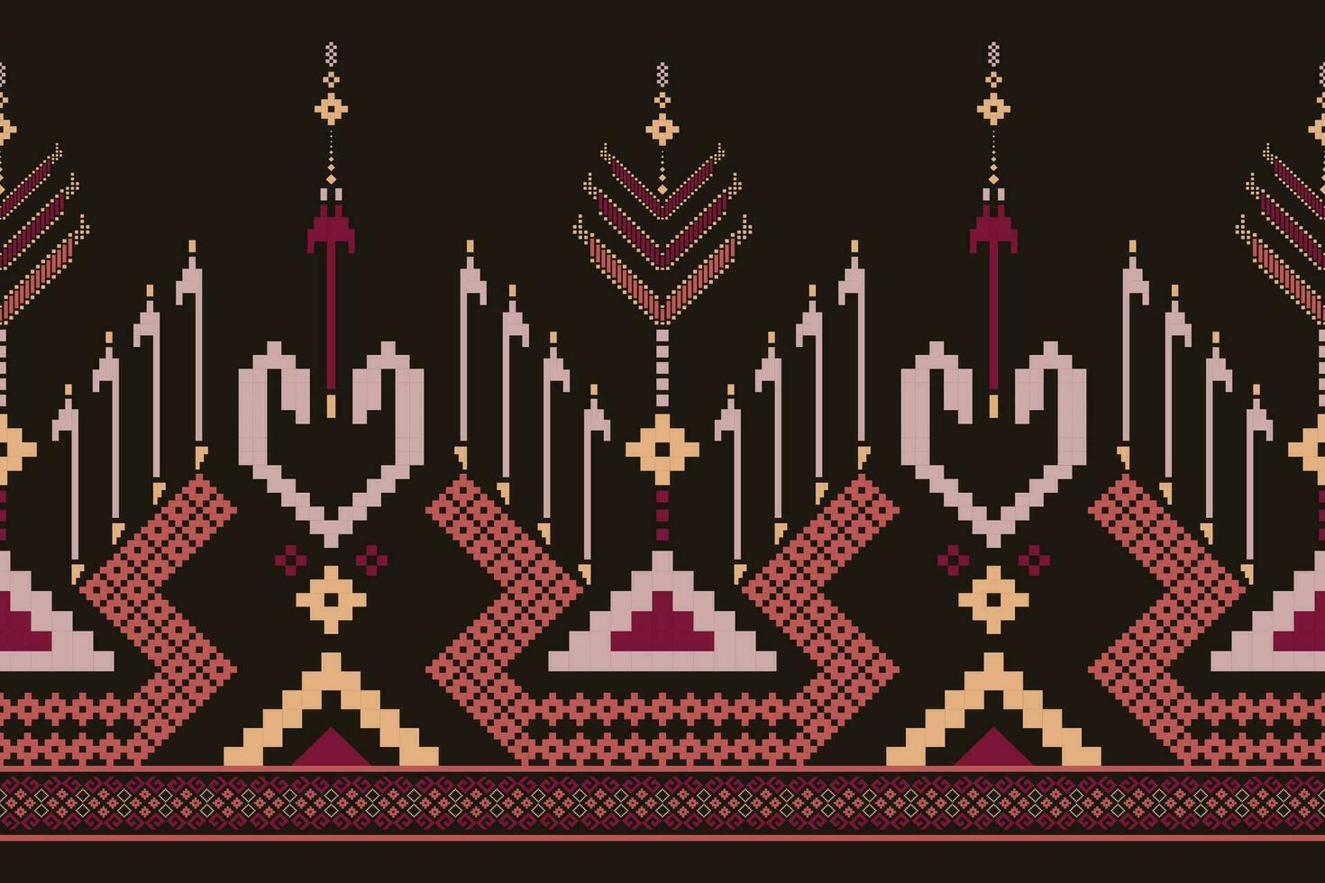 Cross stitch colorful geometric traditional ethnic pattern Ikat seamless pattern abstract design for fabric print cloth dress carpet curtains and sarong Aztec African Indian Indonesian vector