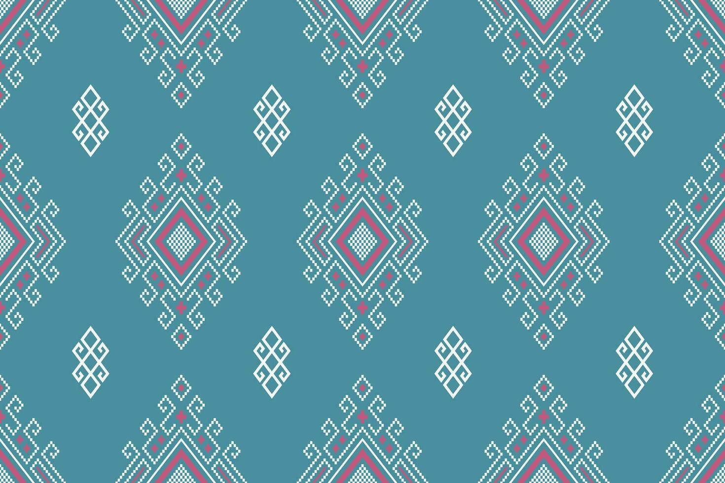 Indigo navy blue geometric traditional ethnic pattern Ikat seamless pattern border abstract design for fabric print cloth dress carpet curtains and sarong Aztec African Indian Indonesian vector