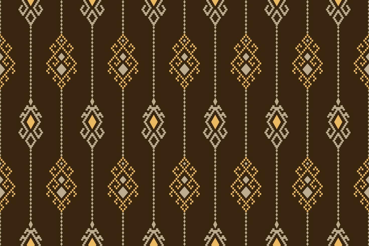 Nature vintages cross stitch traditional ethnic pattern paisley flower Ikat background abstract Aztec African Indonesian Indian seamless pattern for fabric print cloth dress carpet curtains and sarong vector