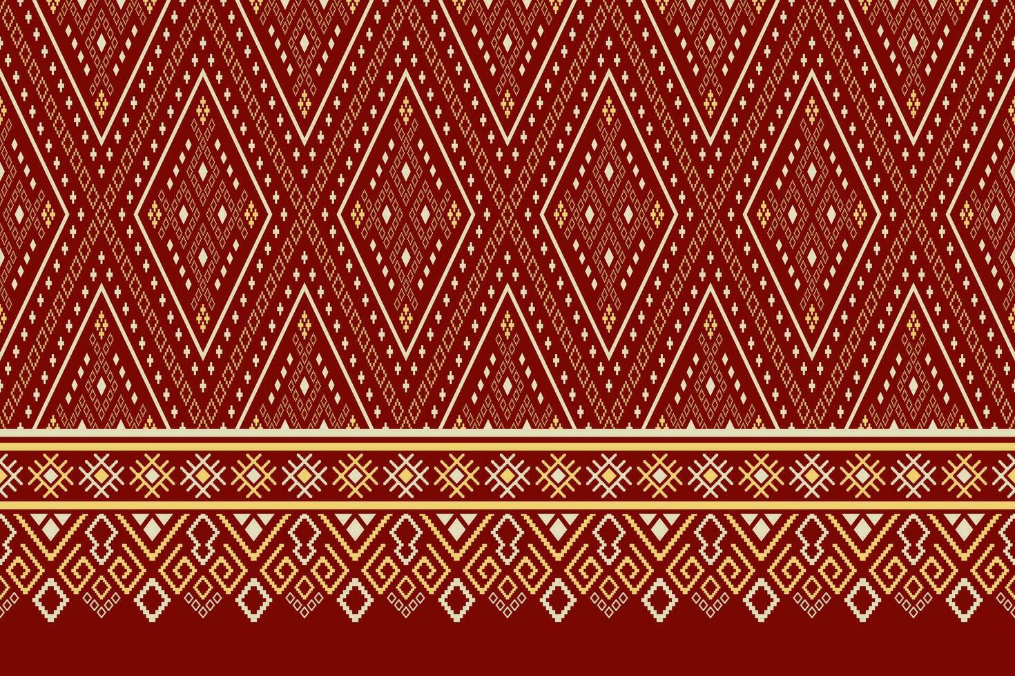 Red Cross stitch colorful geometric traditional ethnic pattern Ikat seamless pattern abstract design for fabric print cloth dress carpet curtains and sarong Aztec African Indian Indonesian vector