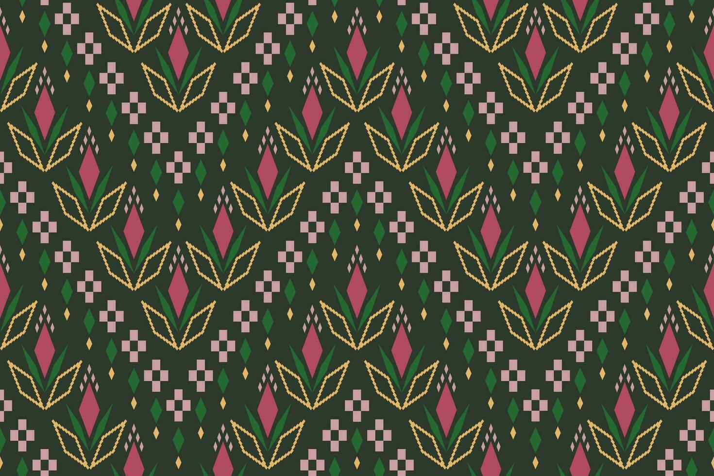 Cross stitch colorful geometric traditional ethnic pattern Ikat seamless pattern abstract design for fabric print cloth dress carpet curtains and sarong Aztec African Indian Indonesian vector