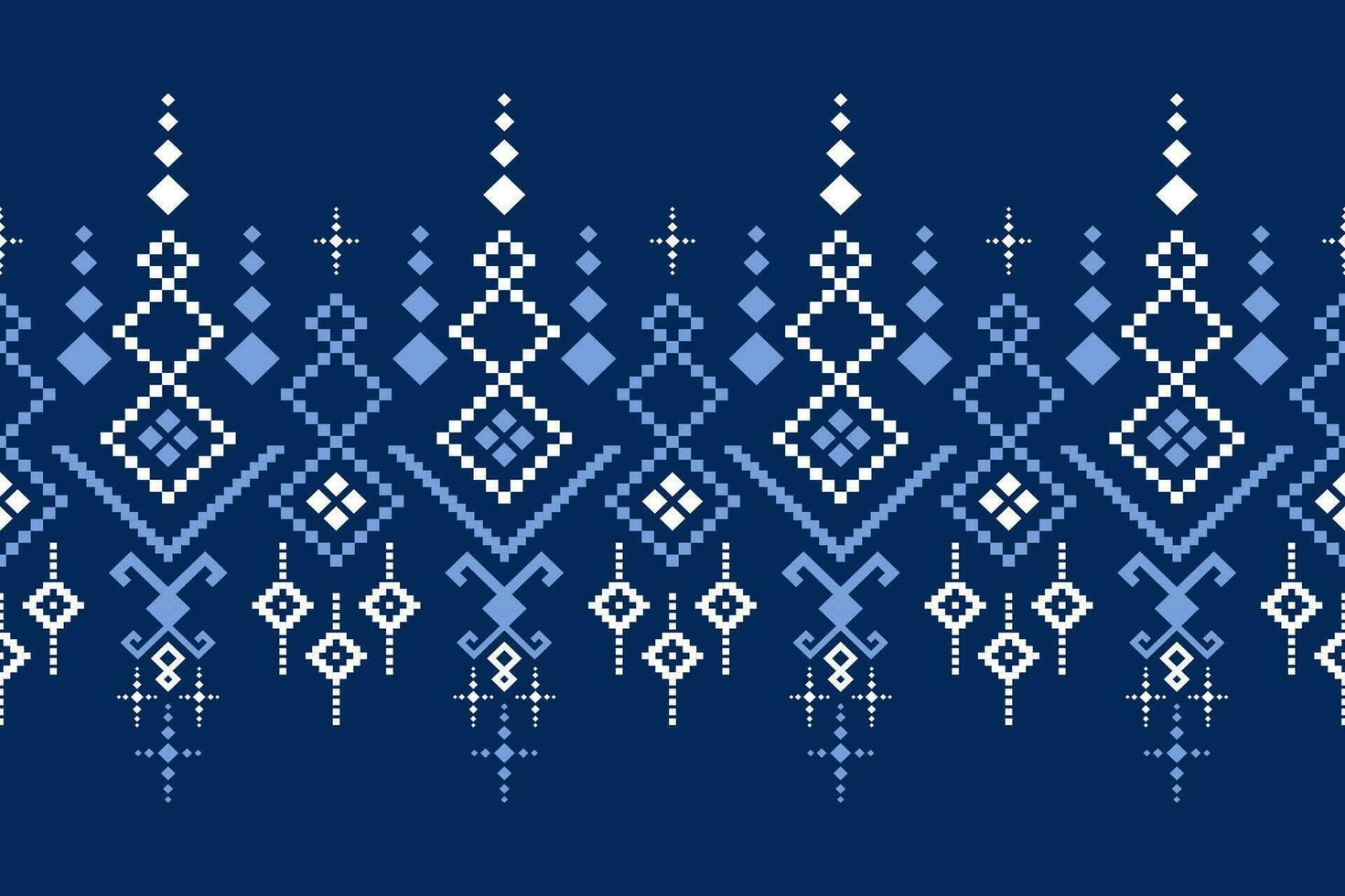 índigo Armada azul geométrico tradicional étnico modelo ikat sin costura modelo frontera resumen diseño para tela impresión paño vestir alfombra cortinas y pareo de malasia azteca africano indio indonesio vector